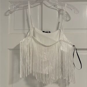 White fringe top forever 21 never worn tags still on! Perfect for a bachelorette